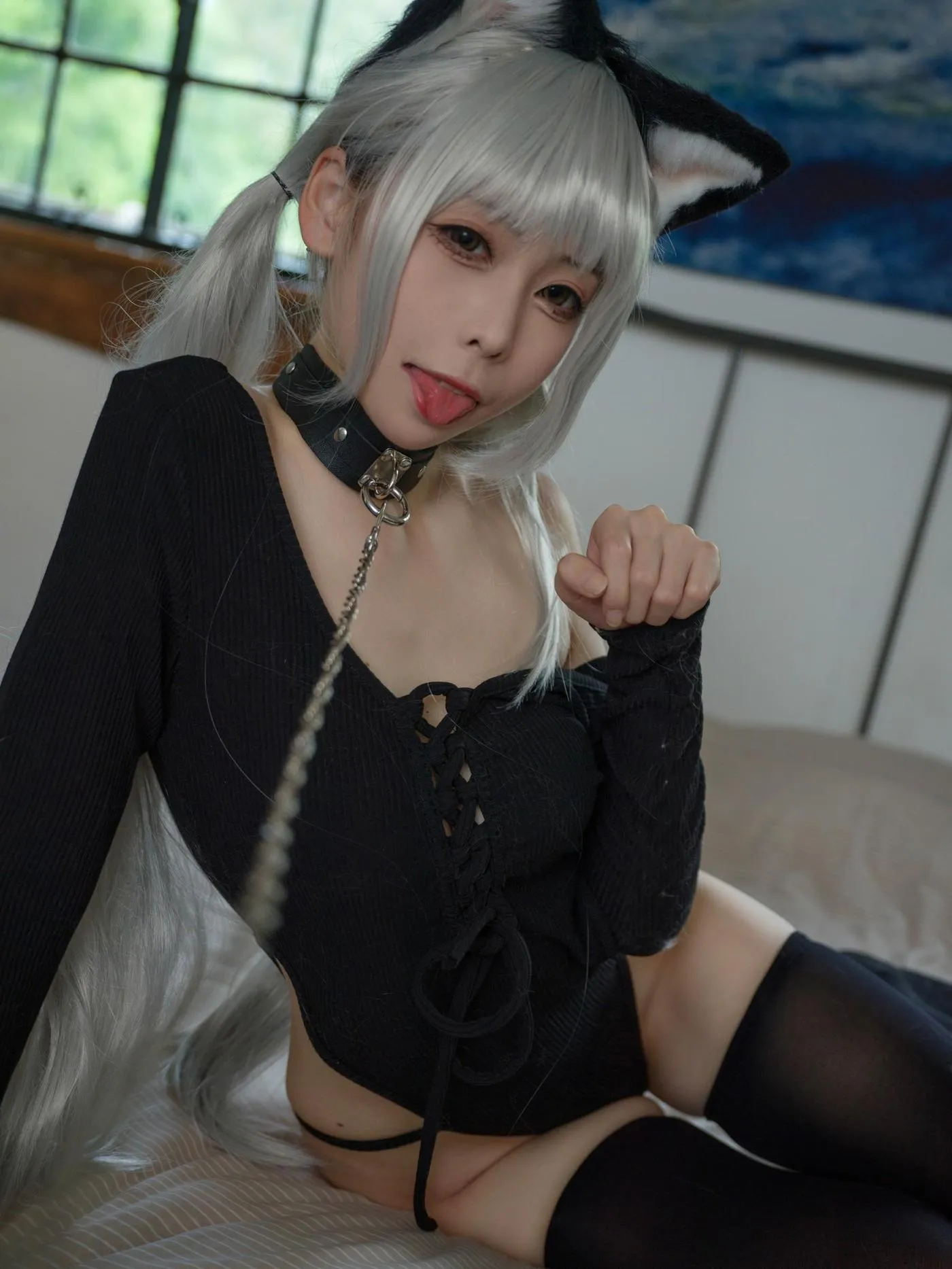 樱岛嗷 – NO.09 黑猫针织衫连体衣 [57P]插图5